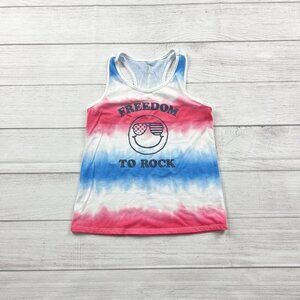 Wonder Nation Girls Tank Top Red White Blue Tie Dye Freedom To Rock M 7-8